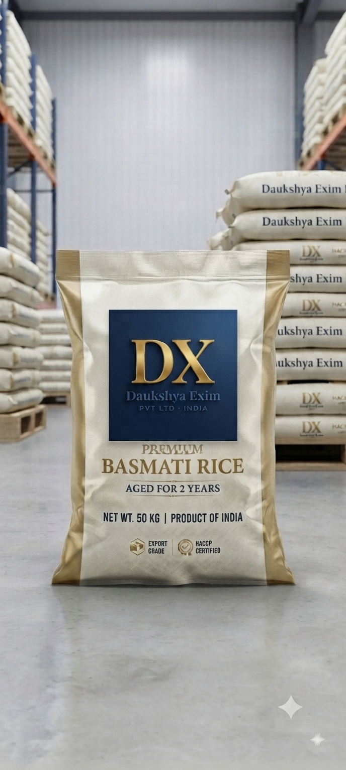 Basmati 50 Kg Export Bag — Daukshya Exim rice export packaging